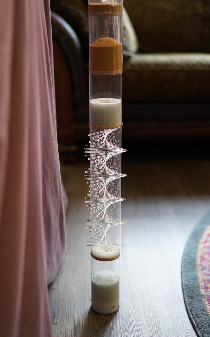 rendezvous rain stick combines glass microbeads and amaranth. 2 two sounds in 1 one. rainstick dreams patent pending design