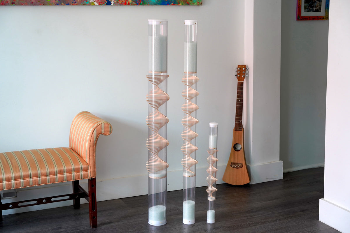 We offer all 3 sizes in Glass Microbeads, which is the preferred type of rainstick for sound baths and group settings.