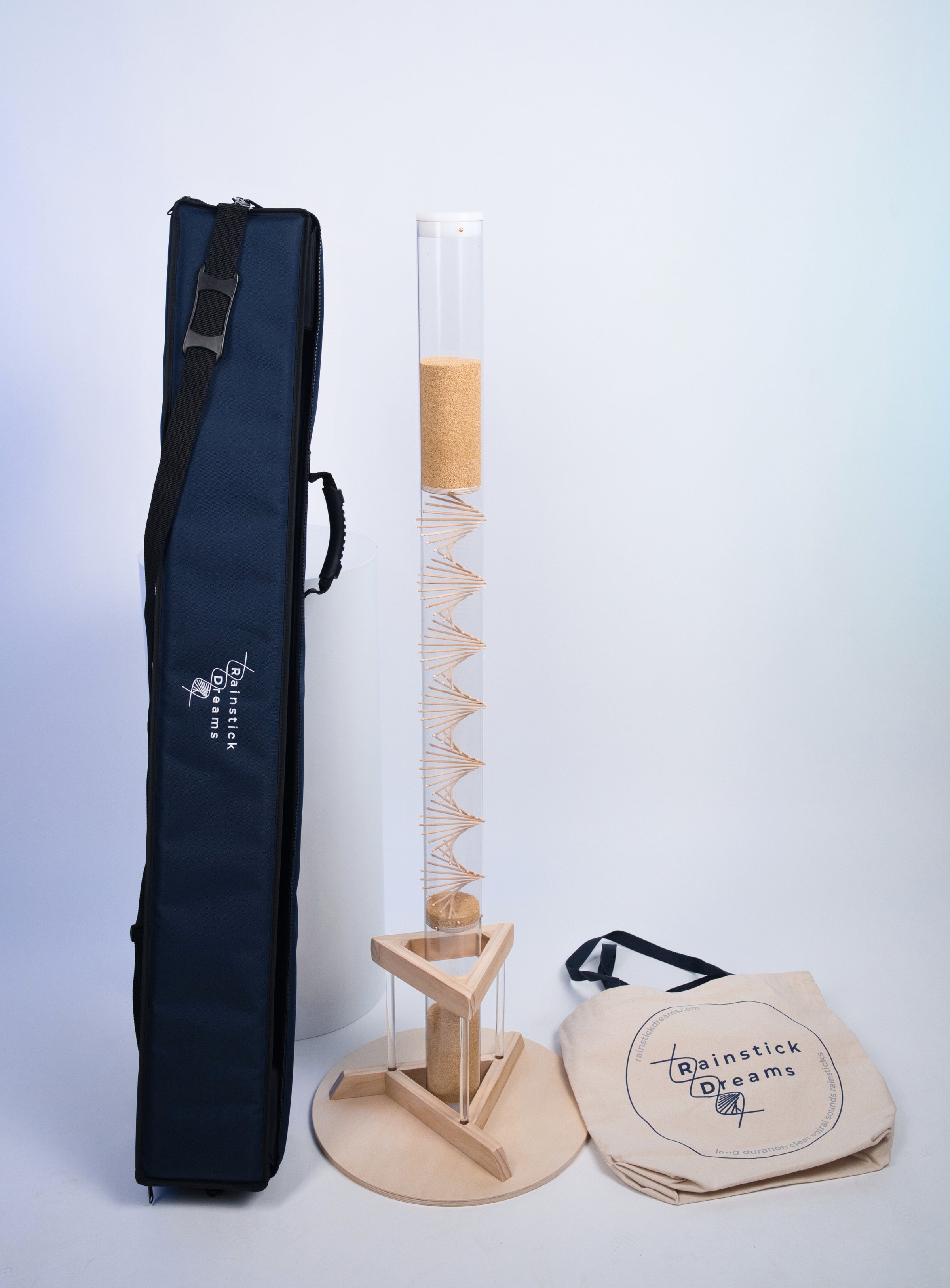 Large Amaranth Complete Bundle – Rainstick, Stand & Carrying Case