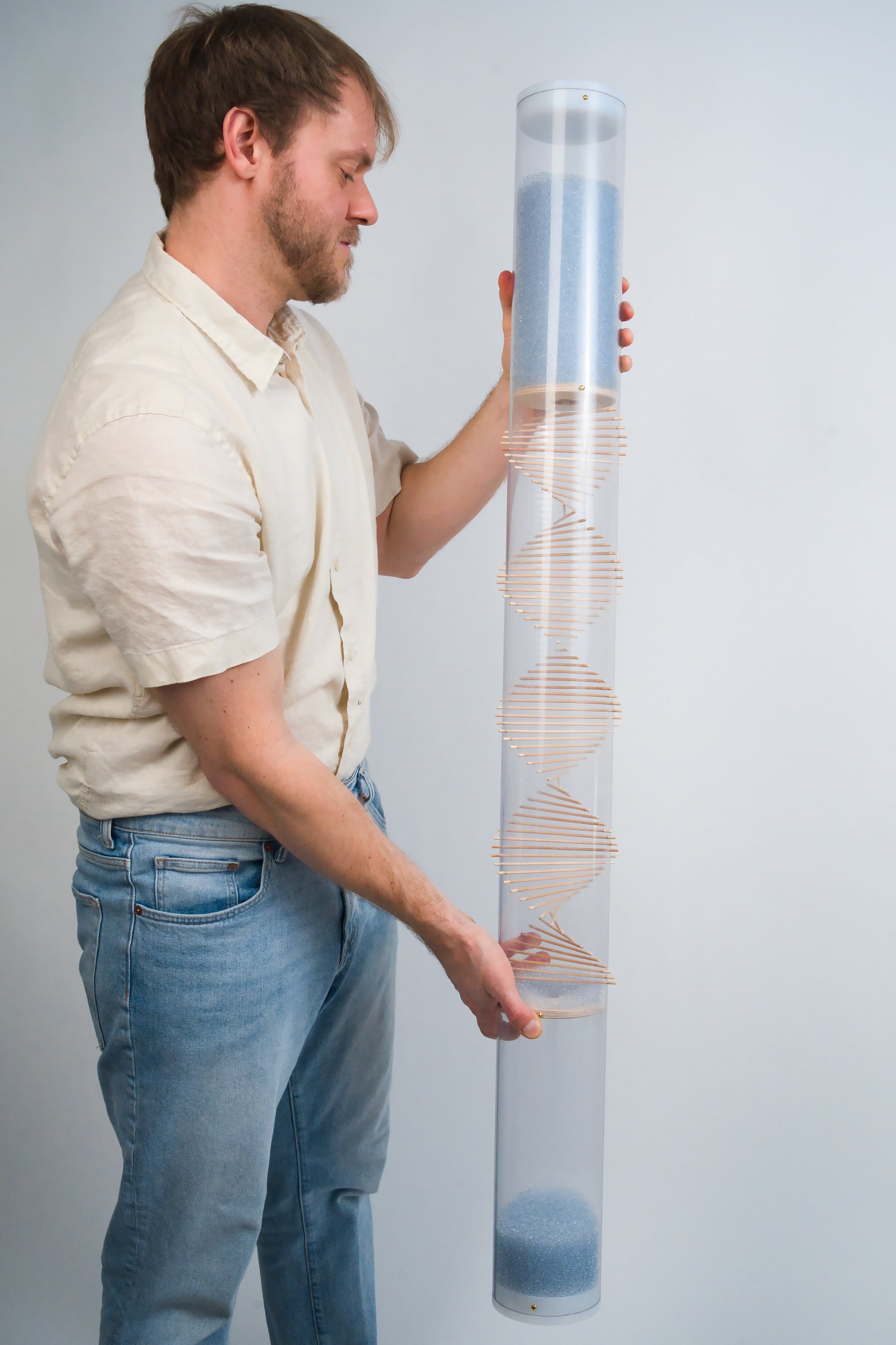 Extra Large Spiral Sounds Rainstick – Crystalline Beads – Loud Rain Sound